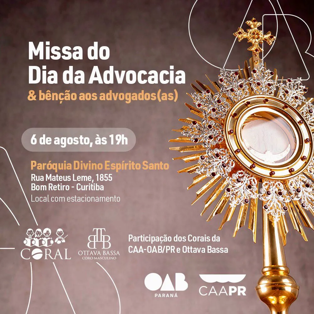 Coral da CAA-OAB/PR confirma presença na Missa do Dia da Advocacia, em Curitiba